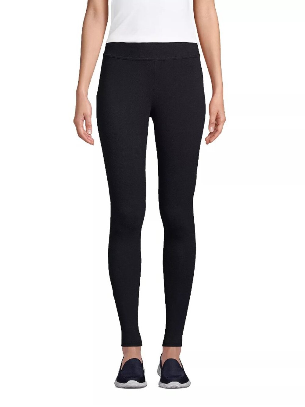 2/$30 Lands' End Women's Starfish Mid Rise Knit Leggings Black Large #A4998